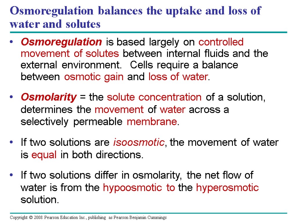 Chapter 44 Osmoregulation and Excretion. Overview A Balancing